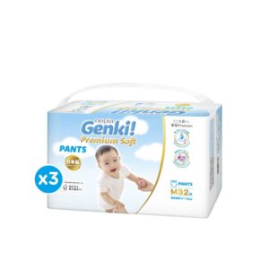 (3 Pack) Nepia Genki Popok Bayi Pants Popok Celana Bayi Diapers Premium Soft M32