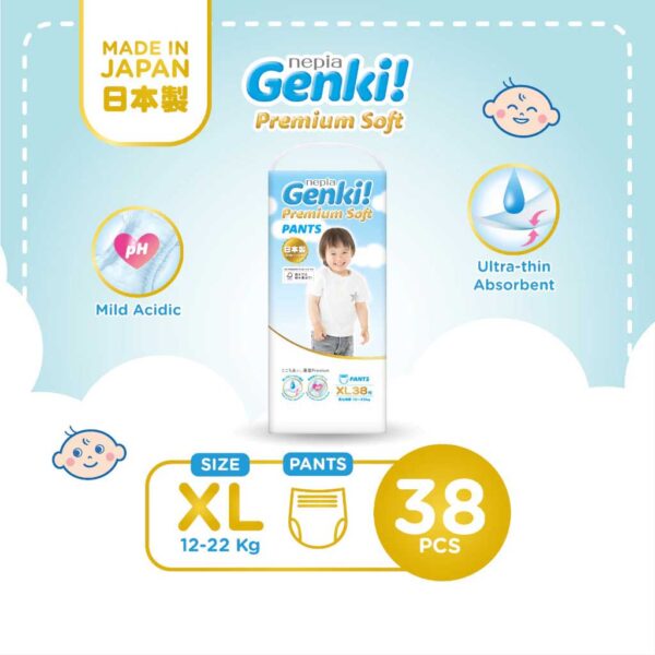 Nepia Genki Jumbo Popok Bayi Pants / Celana Bayi Diapers Premium Soft XL38