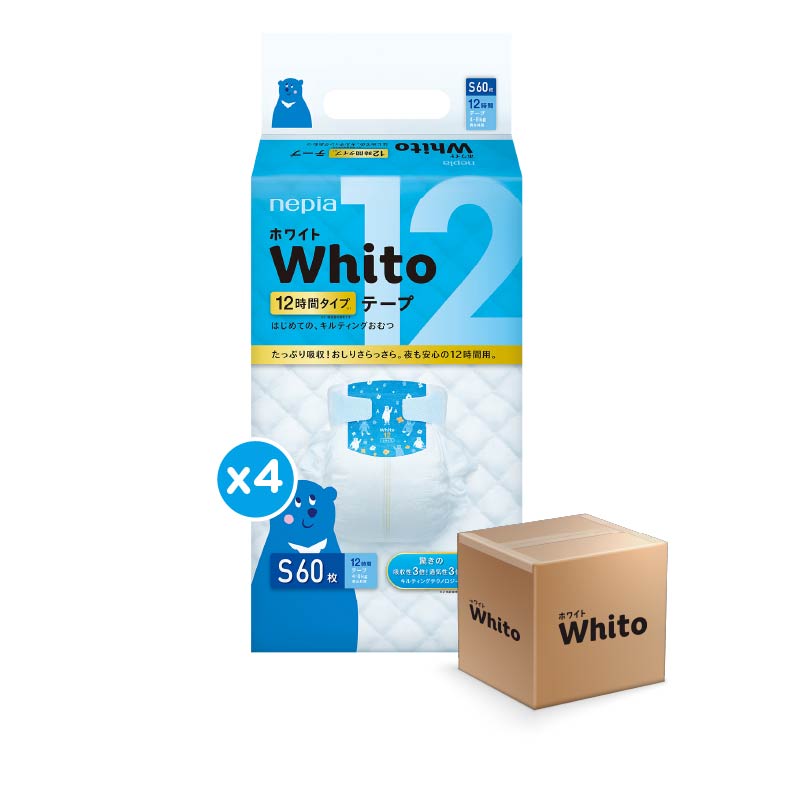 (4 pack-Dus) Nepia Whito Diapers Tape S60
