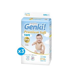(3 Pack) Nepia Genki Popok Bayi Tape/Perekat Bayi Diapers Premium Soft S72