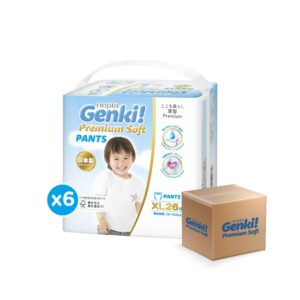 (6 Pack-Dus) Nepia Genki Popok Bayi Pants Popok Celana Bayi Diapers Premium Soft XL26