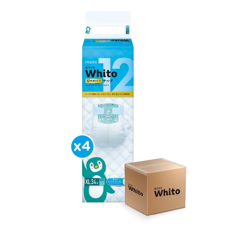 (4 Pack-Dus) Nepia Whito Diapers Tape XL34