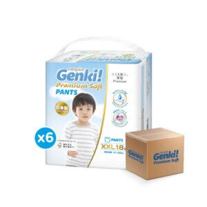 (6 Pack-Dus) Nepia Genki Popok Bayi Pants Popok Celana Bayi Diapers Premium Soft XXL18