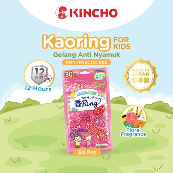 KINCHO Kaori Ring Gelang Anti Nyamuk Serangga Fruity Scented Pink 30 Pcs